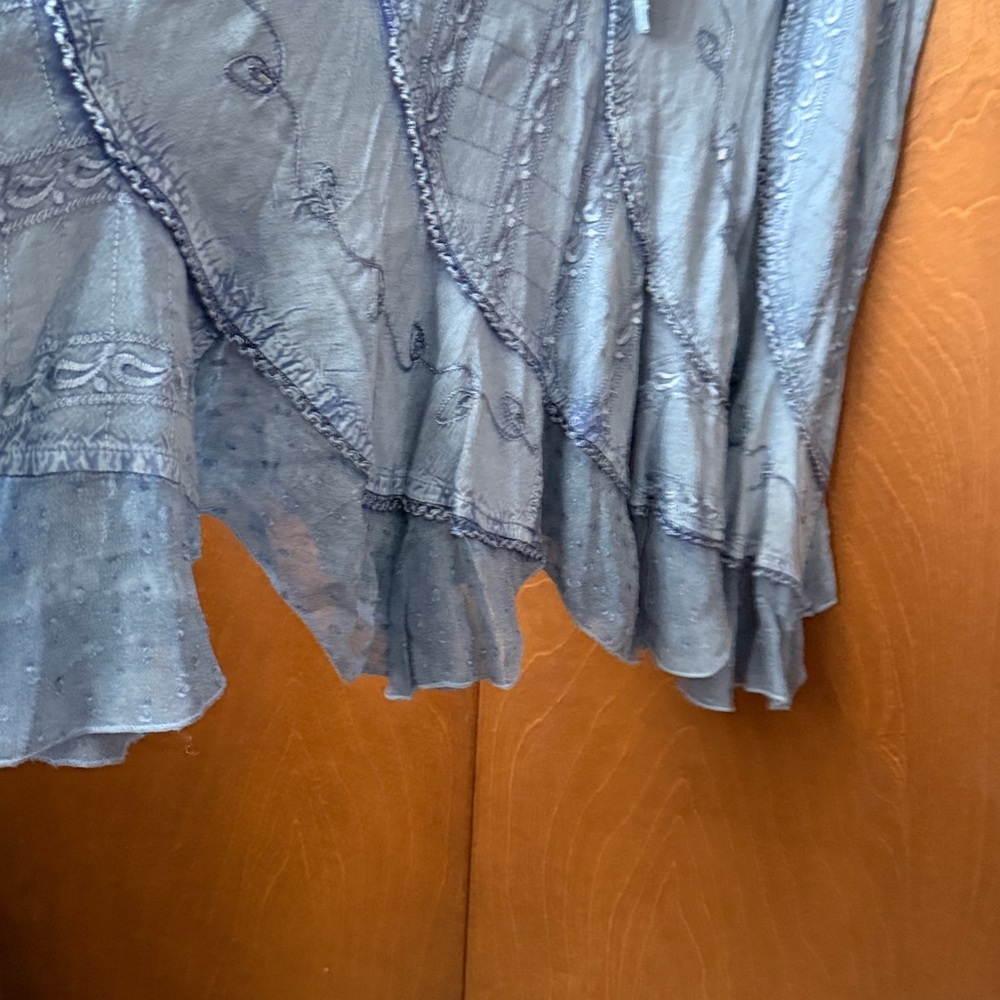 Coline NWT Denim Blue Viscose Beaded and Embroidered Midi Dress. XXL - Picture 6 of 8
